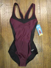 New Speedo One Piece Potent Purple Keyhole Racerback Swimsuit Women's Size S