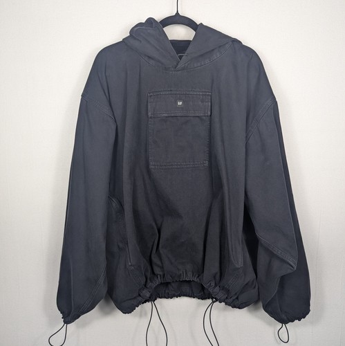 Yeezy Gap Sateen Anorak Black Hoodie Men’s Oversized Sz Small