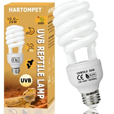 UVB 10.0 Reptile Light 26W, Compact Coil Desert Bulb for Bearded Dragons, Liz...
