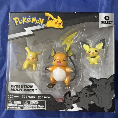 Pokémon Select Evolution Multi-Pack of 3,  Pichu, Pikachu, & Raichu by Jazwares
