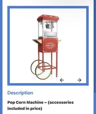 Great Northern Popcorn Company D630242 Antique Popcorn Machine Cart - Red