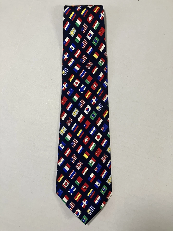 Corbata Carter & Holmes para hombre corbata seda satinado banderas nacionales de la nación mundial 58" Foto 2 de 4