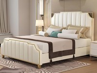 Design Doppelbett Bett Hotel Luxus Schlafzimmer 180X200Cm Leder Betten Polster