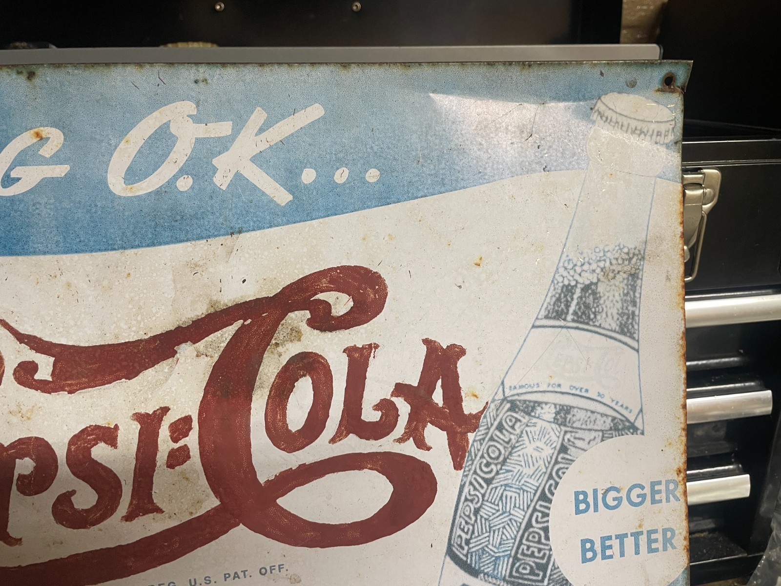 1940s SODA POP AMERICANA: Original Vintage Circa 1940s Pepsi Cola Metal Sign