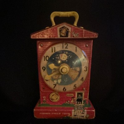 Fisher-Price Music Box Teaching Clock 998 Red Vintage Musical Toy