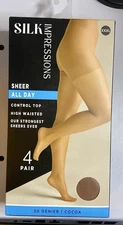 Silk Impressions 20 Denier Sheer Tights and Control Top Pantyhose for Women,XXXL
