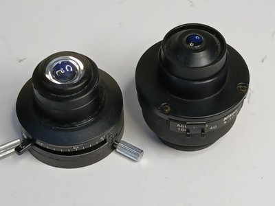 Microscope Condensers (1) Nikon (1) Unmarked + (2) Blue Glass Filters