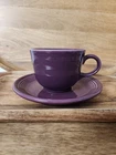 Retired Fiestaware Heather Purple Tea Cup & Saucer Set - 2006 Date Code UUC