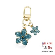 Flower Keychain Flower Bag Charms for Handbags Cute Cherry Blossom Purse Cyan