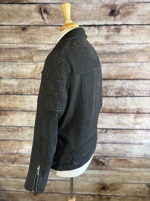 Allsaints Kenji Biker Sheep Suede Leather Jacket Size L | eBay