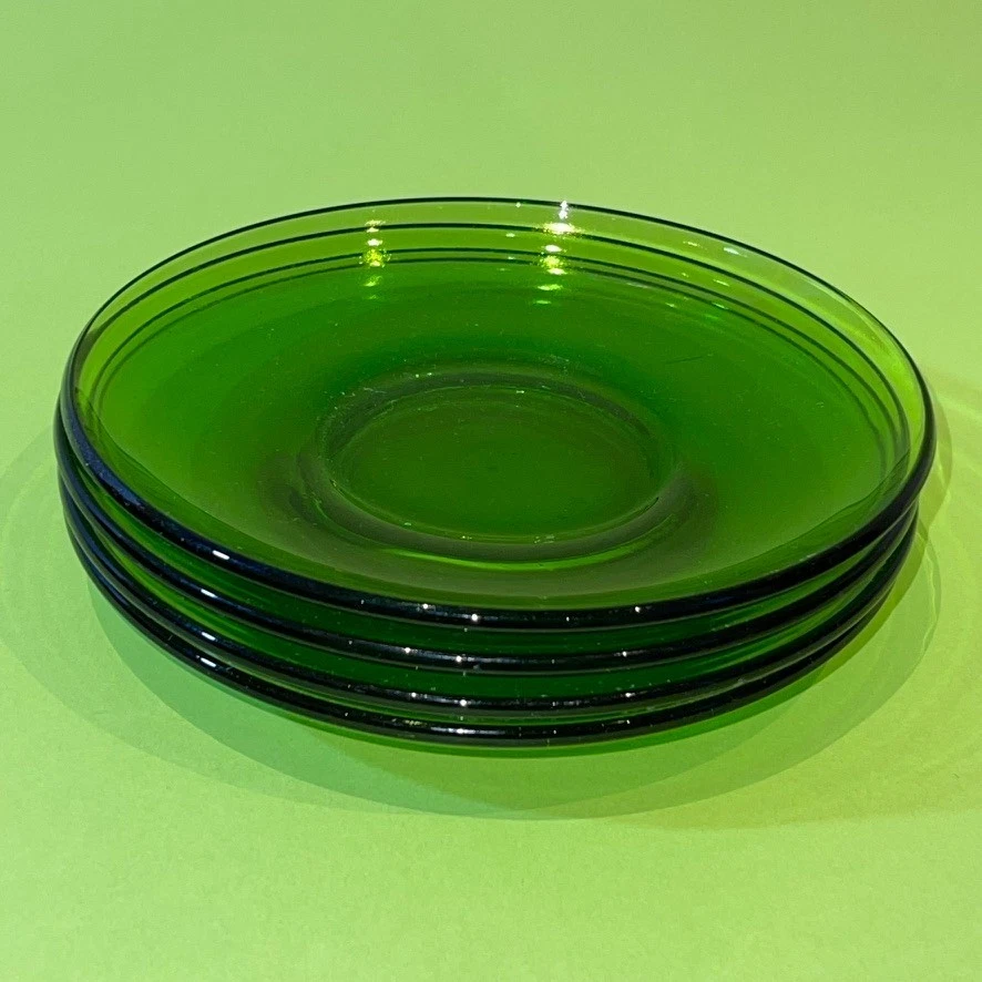 4 Platos Duralex Vintage Vidrio Verde Esmeralda- ø 13cm / 5.11 in -Made in Spain - Imagen 2 de 4