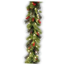  Pre-Lit Artificial Christmas Garland, Green, Crestwood Spruce, Tree Plug In