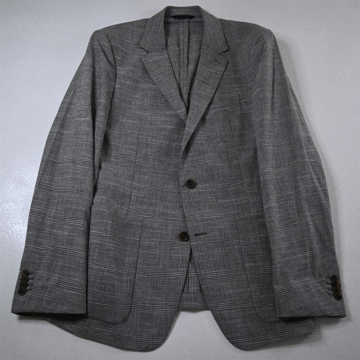 Banana Republic 42R Brown Check Tollegno 1900 3D Wool Linen