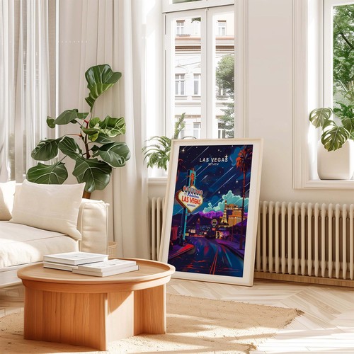 Las Vegas Travel Poster Nevada Wall Art Las Vegas Metropoliti Usa Custom Travelc - Picture 7 of 7