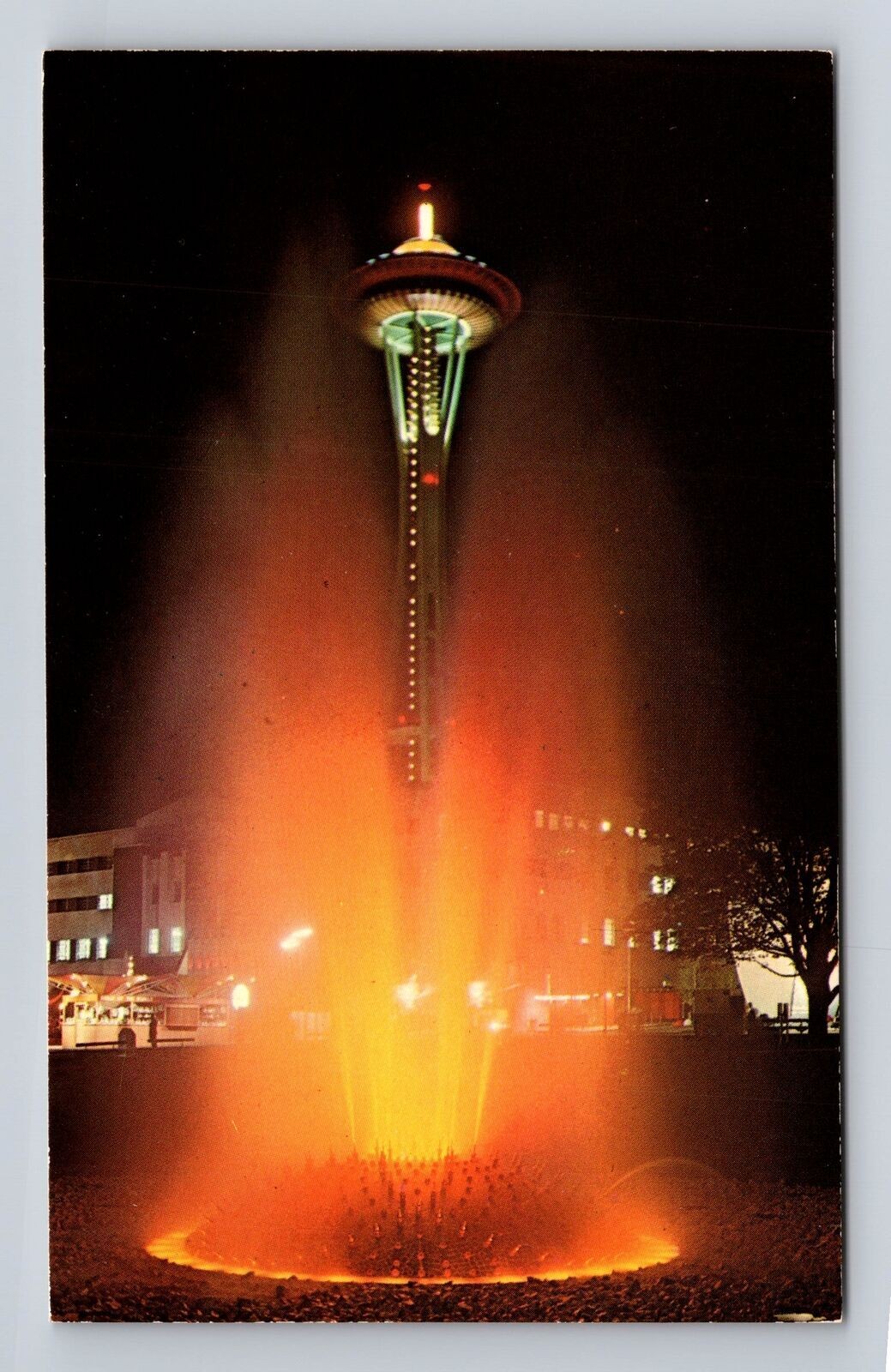 Seattle WA World Fair Vintage Postcard with Space Needle and Intl Fountain