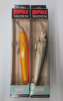 2X Rapala Magnum FLOATING Lure FMAG18 7'' 1-1/2oz GOLD FL. RED & SILVER  BASS VMC