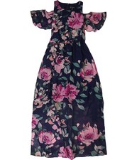 I.N.C Womens Flutter Maxi Dress, Blue, 10