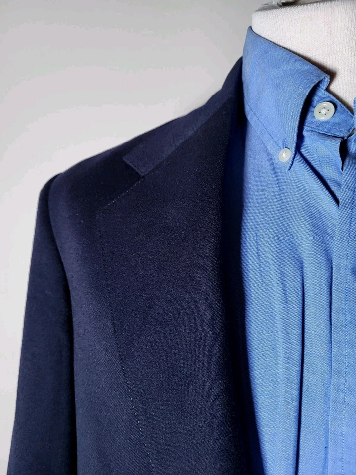 Vtg 38S POLO Ralph Lauren Canvas Gold Buttons Flannel Blazer Jacket Sport Coat - Image 4 of 4