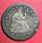 1854O US Seated LIBERTY SILVER Quarter! "New Orleans" Mint! VG Details!