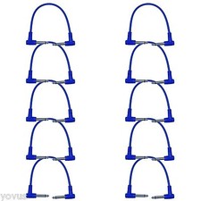 10 PACK BLUE 1 ft foot Right angle to 1/4" Guitar pedal jumper patch cord cables