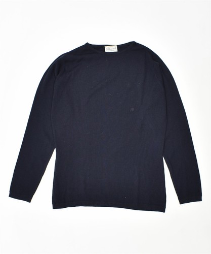 BLUMARINE Womens Crew Neck Jumper Sweater UK 16 Large Navy Blue LF04