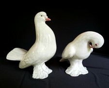 White Glazed Ceramic  Pigeons Pair 10.5 Tall ...
