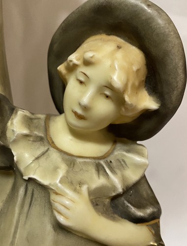 Antique Royal Dux Art Nouveau Figural Vase Girl With Flowers - Picture 14 of 20