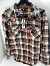 Frye Jacquard Flannel Shirt Men Size XL Brown Plaid Long Sleeve Button NWT