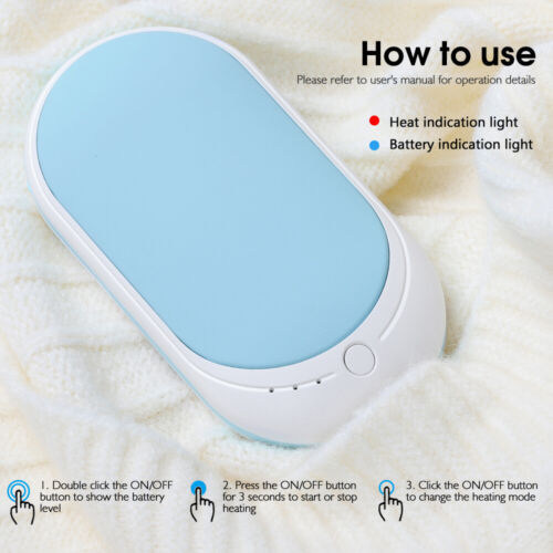 5200mAh Rechargeable Pocket Hand Warmer USB Heater Double-Side Pebbles Power - Picture 6 of 8