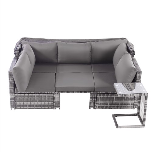 MERAX® Gartenmöbel Set Polyrattan Lounge Gartengarnitur Sitzgruppe Sonneninsel - Bild 10 von 18