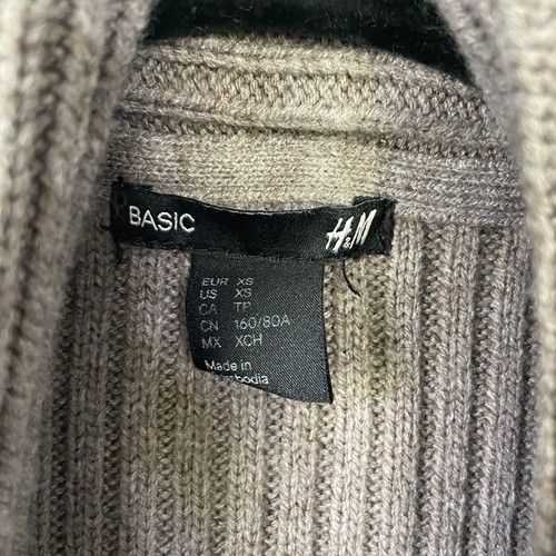 H&M Cable Knit Cardigan Sweater size XS Burnt Taupe Tan Relaxed Open Front - Picture 2 of 8