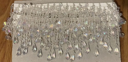 Clear AB Faceted Teardrop Beaded Fringe Trim By The Yard - Picture 4 of 5