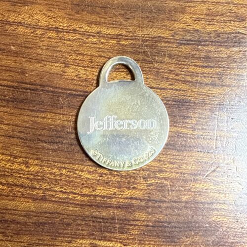 Tiffany & Co. Sterling Silver Round Dog Tag Pendant "JEFFERSON" Thomas Jefferson - Picture 3 of 4
