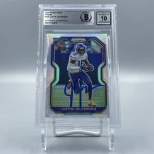 Justin Jefferson Signed 2020 Panini Prizm Silver #398 RC Card Beckett BAS 10 Aut