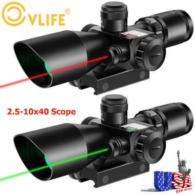 Ade Advanced Optics 2.5-10x40 Green Laser Rifle Scope - Illuminated Red/Green Reticle