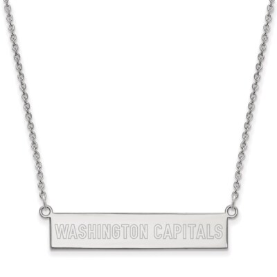 Sterling Silver NHL LogoArt Washington Capitals Small Bar 18 inch Necklace
