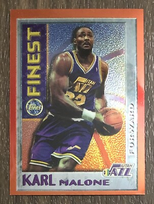1995-96 Karl Malone Topps Finest Mystery Insert Card #M12 Orange Basketball Card