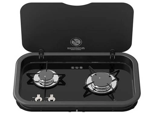 THETFORD TOPLINE 165 BLACK 2 BURNER HOB LONG SIDED GLASS LID CAMPERVAN CARAVAN