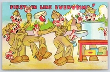 First In Line Everytime! Boy Wants To First In Getting Food Comic Postcard