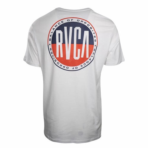 Camiseta RVCA Para Hombre Blanca Azul Marino Rojo Círculo Calce Regular S/S (S15) - Imagen 4 de 8