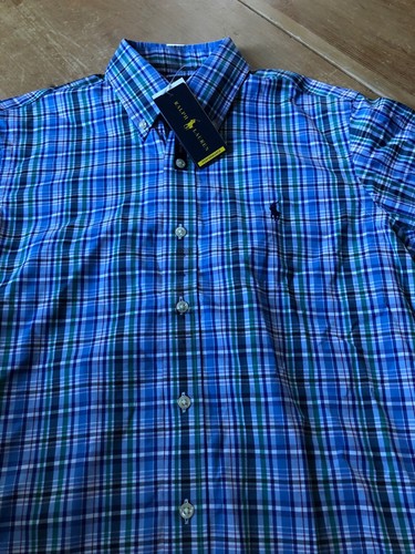 Ralph Lauren Mens Small S Performance Blue Plaid Classic Fit Shirt NWT - Picture 7 of 12