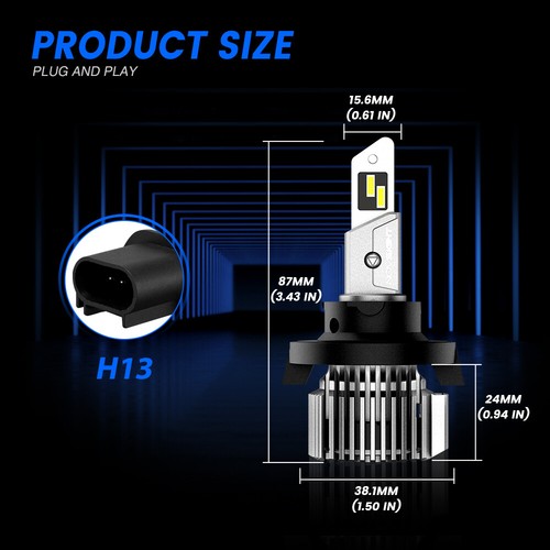 NOVSIGHT H13 LED Headlight Bulbs for Dodge Ram 1500 2500 3500 High/Low Beam Kit - Picture 14 of 15