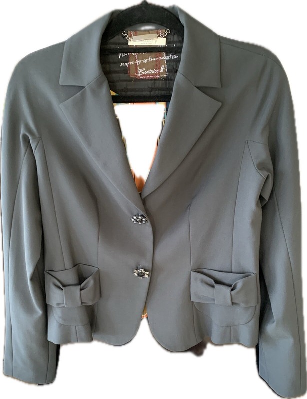 Beatrice B Women Suit Set with  Skirt Size M, Dark Grey Color Made In Italy
