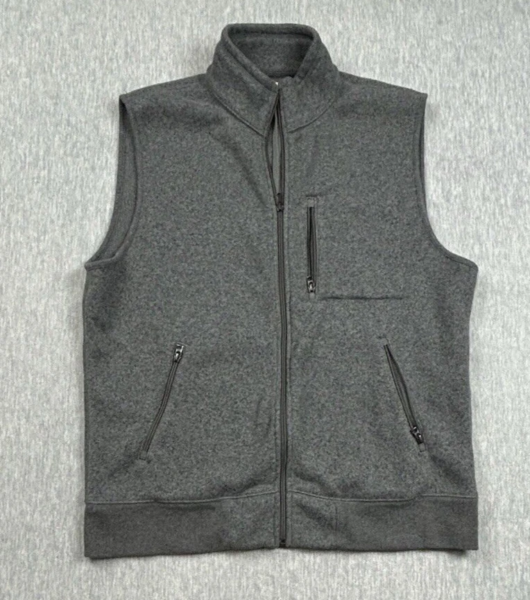 J Crew Fleece Vest Mens Extra Large Gray Fleece Full Zip Front Pockets