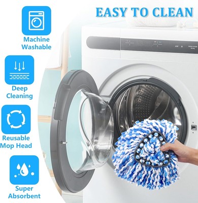 2-Pack Microfiber Mop Replacement Heads + Handle Kit - Compatible With O-Cedar Spin Mop 2-Tank System
