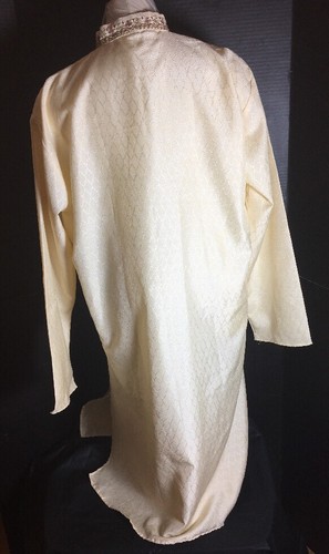 Kurti Kurta Tunic Size 42 (L-XL)gold Toned Buttons W/Fall Browns Embroided Ivory - Picture 4 of 12