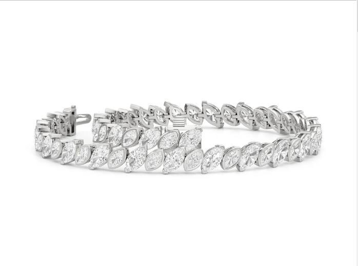 8.79Ct Marquise Simulated Diamond 925 White Sterling Silver Tennis Link Bracelet