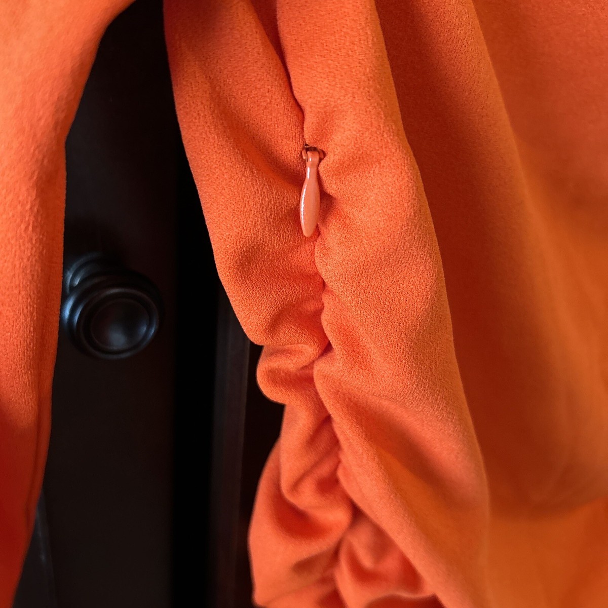h&m orange dress long sleeve New! H&M Orange Cocktail Party Dress Long Sleeve Silky Pleated Size Small