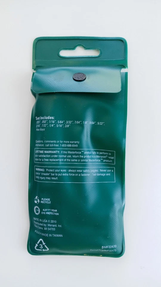 Masterforce 14pc Hex Key Set SAE .035 to 3/8" USA BMF22470 - Image 2 of 3