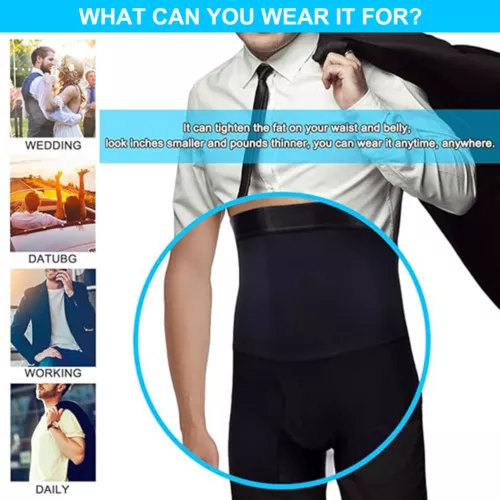 Herren Kompression Hohe Taille Boxershorts Bauch Slim Body Shaper Gürtel Hose US - Bild 10 von 29